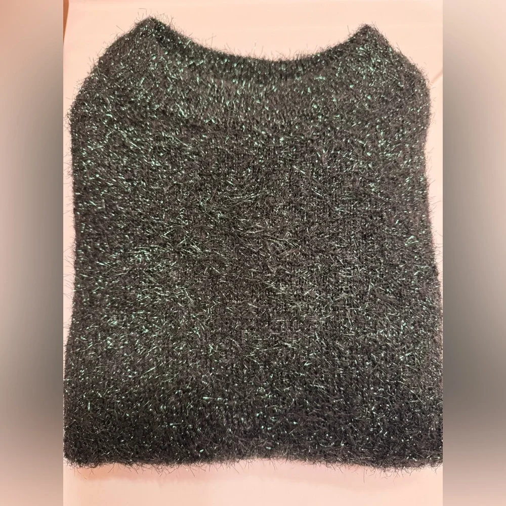 H&M Forest Green Fuzzy, Sparkly Sweater, Size Large